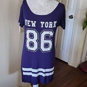Gisele Distressed Retro Football Jersey Dress